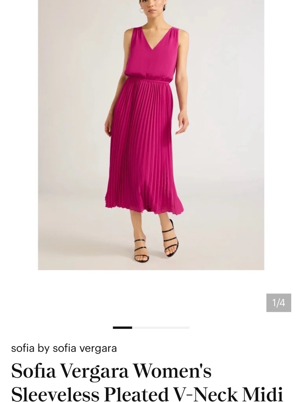 sofia by sofia vergara Fuchsia Sleeveless Pleated V-Neck Midi Skirt